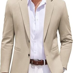 coofandy men's casual knit blazer two button lightweight sport coats suit jacket