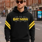 men's black batman graphic printed oversized hoodies